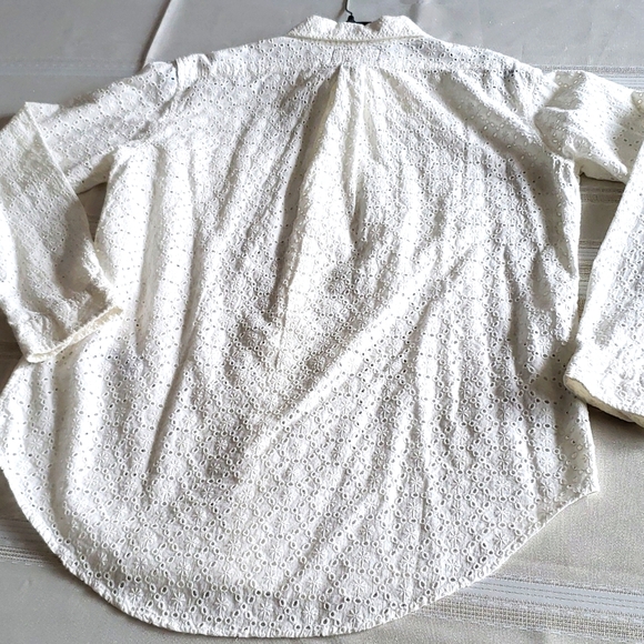 Current/Elliott NEW Button Down SHIRT Top Eyelet Cotton Perf Long Sleeve S/M🎉HP - Picture 9 of 16